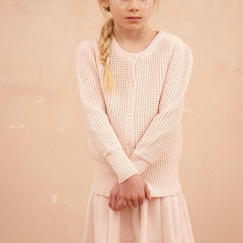 Waffle Knit Cardigan | Blush