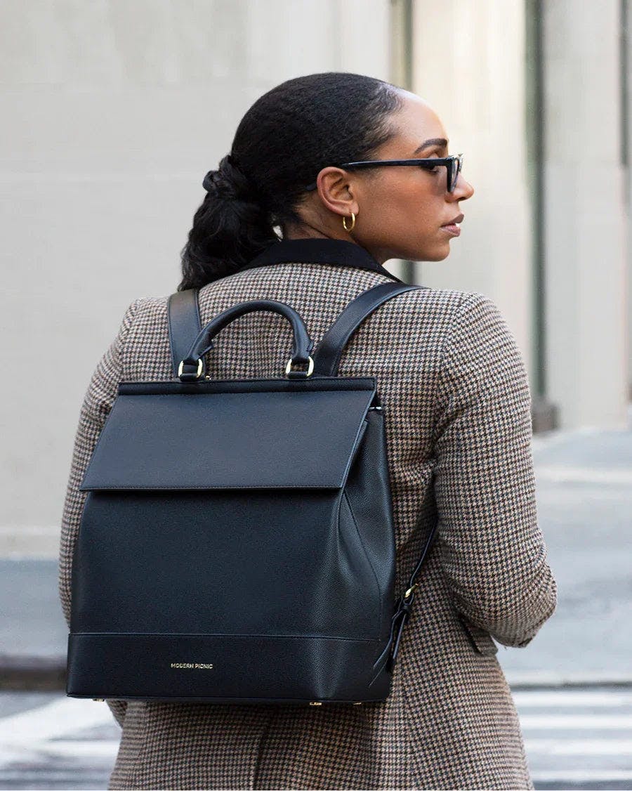 Chic, Stylish Padded Laptop Sleeve Backpack, Black