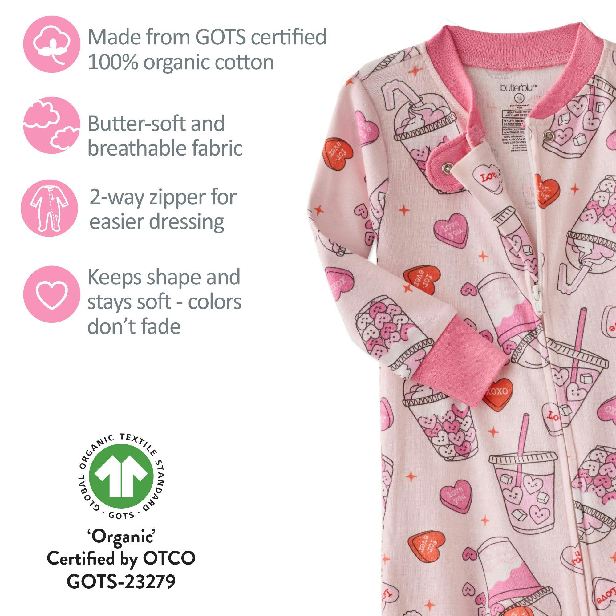 CRUZ Snug Fit Footed Baby Girls Pajamas