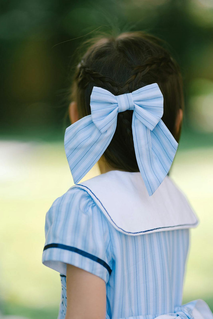 Riviera Blue Stripe Bow Hair Clip