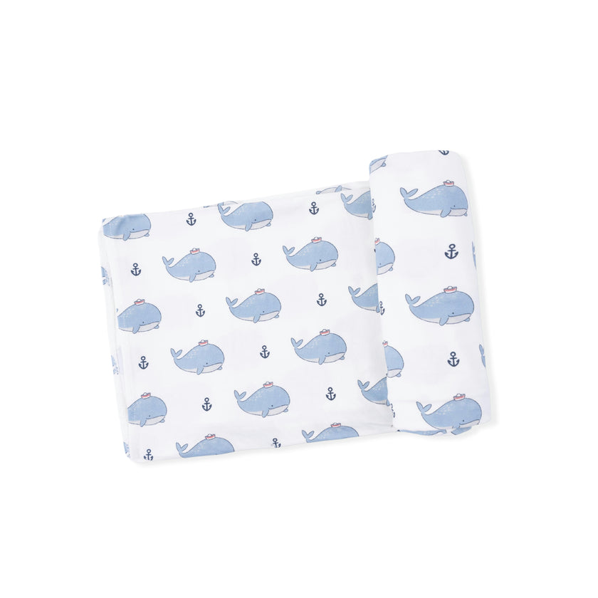Bubbly Sailor Whales Blue - Swaddle Blanket