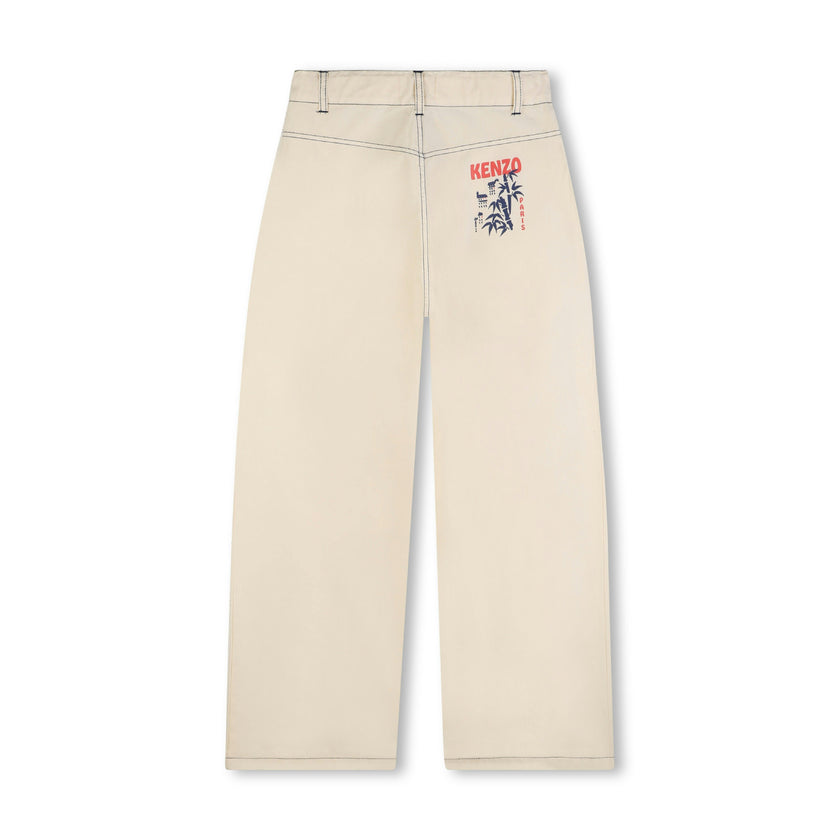 Beige Wide-Leg Kenzo Pants