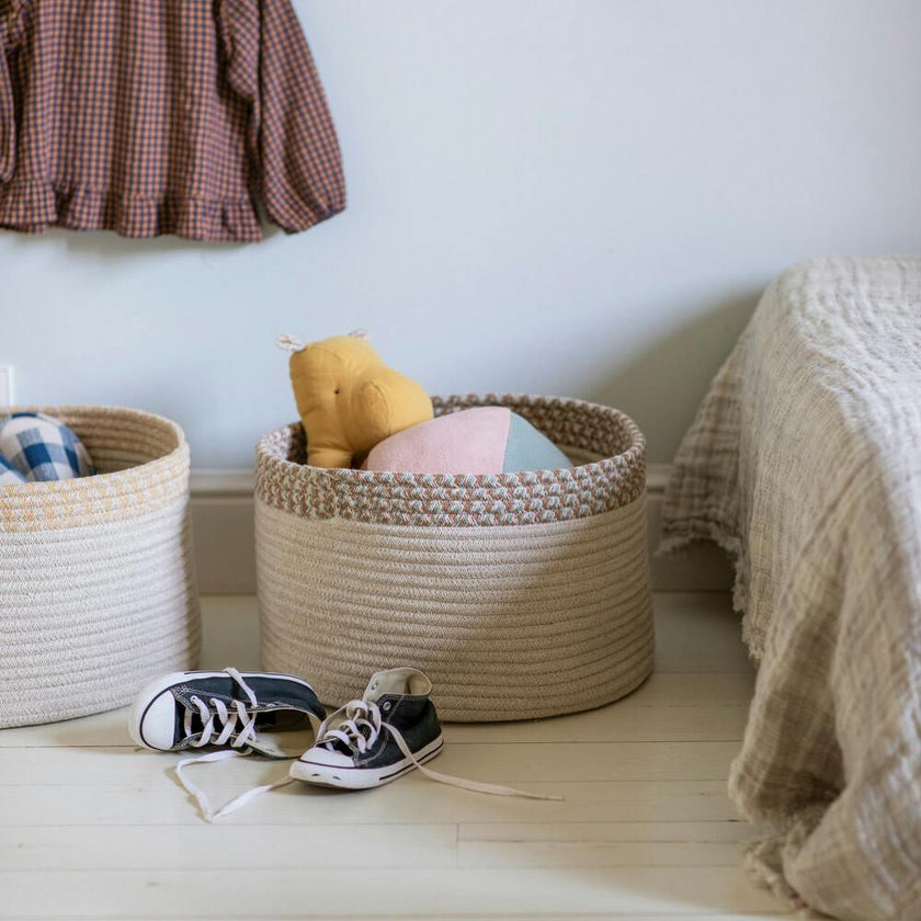 Kilo Hand Braided Thick Cord Contrast Border Basket
