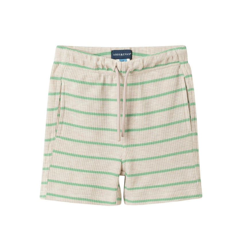 Boys Striped Waffle Polo Set | Oatmeal Dino