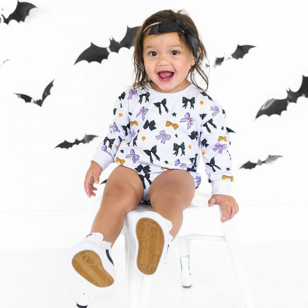 Spooky Bows Halloween Long Sleeve Romper