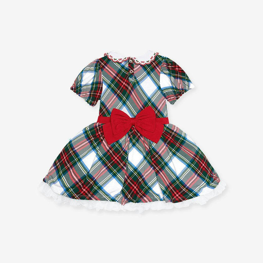 Portia Plaid Scallop Collar Petticoat Bodysuit Dress
