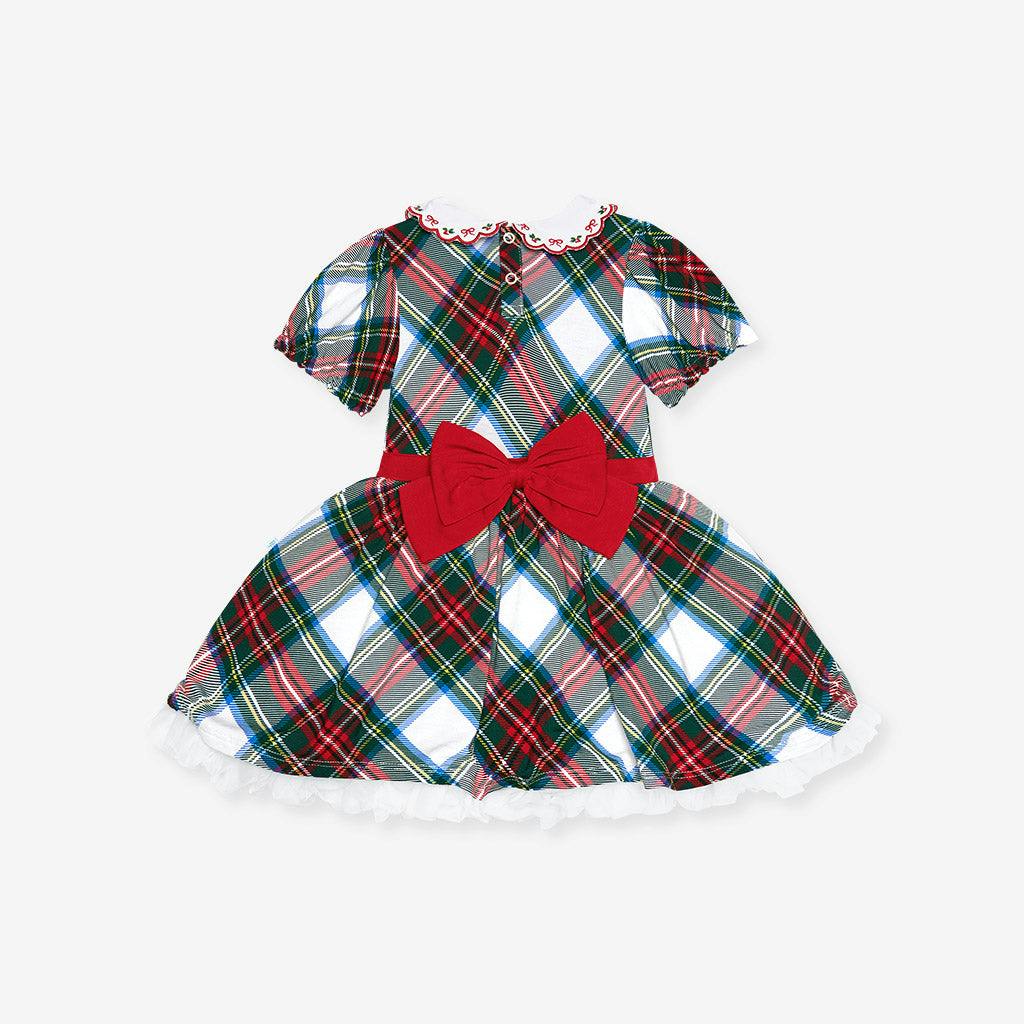 Portia Plaid Scallop Collar Petticoat Bodysuit Dress