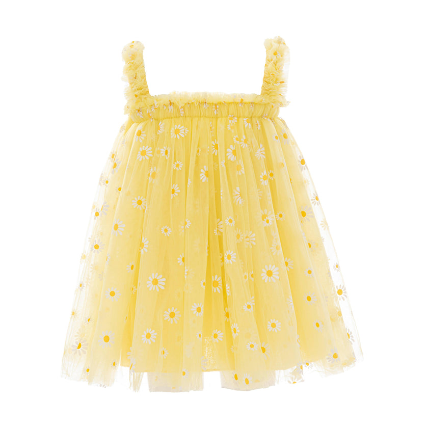Yellow Solenne Daisy Ruffle Dress