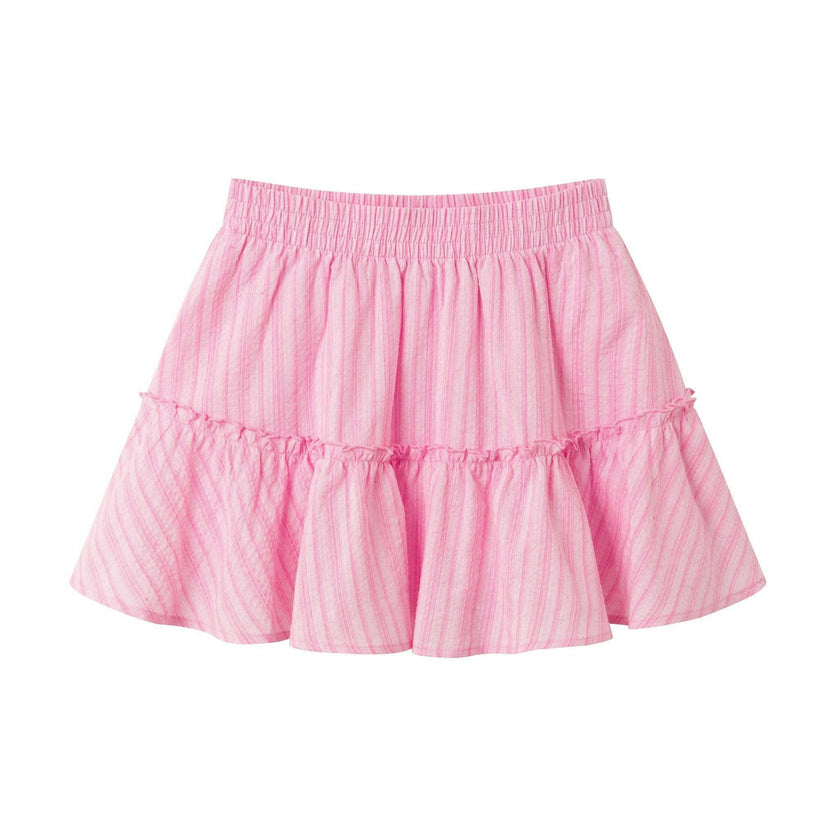 Tween Girl Smocked Top & Skirt Set | Pink Stripe