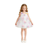 White Pastel Malee Flower Tulle Dress
