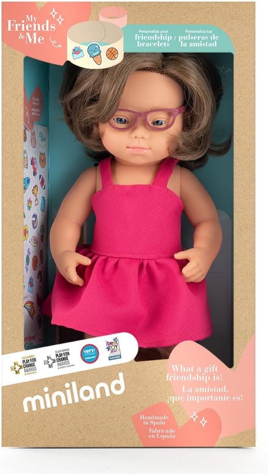 My Friends and Me Collection Brunette Baby Girl Doll with Down Syndrome and Glasses- 15"