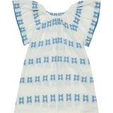 Mini Capucine Girl's Caftan Blue Embroidery, Blue
