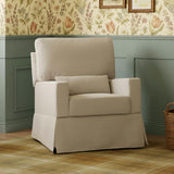 Crawford Pillowback Comfort Swivel Glider in Eco-Performance Fabric | Water Repellent & Stain Resistant in Performance Beach Eco-Weave