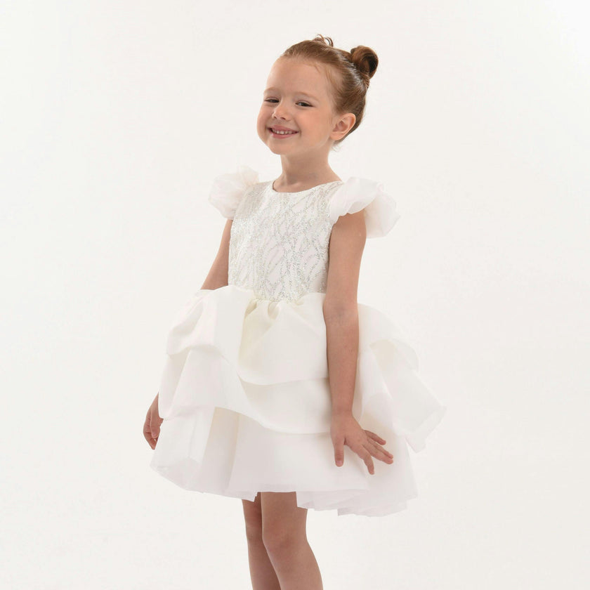 White Collina Teacup Ruffle Dress