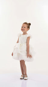 White Collina Teacup Ruffle Dress