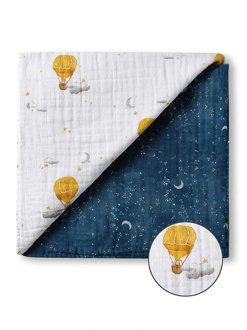 Organic Muslin Four-Layer Reversible Snug Blanket