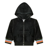 Stripe Trim Velour Cardigan