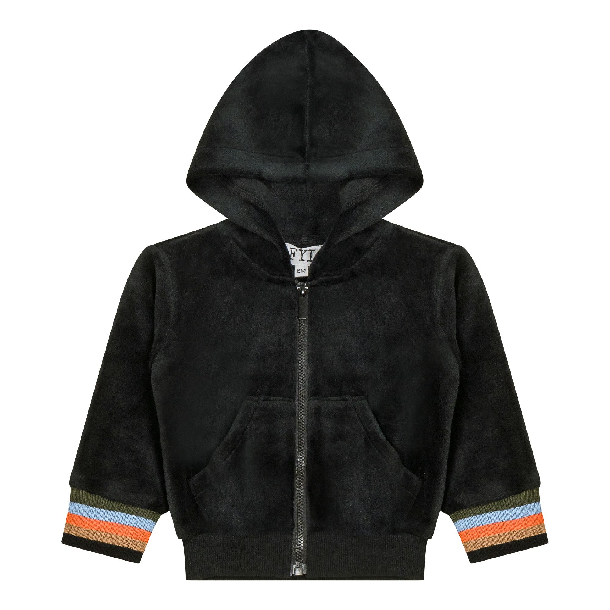 Stripe Trim Velour Cardigan