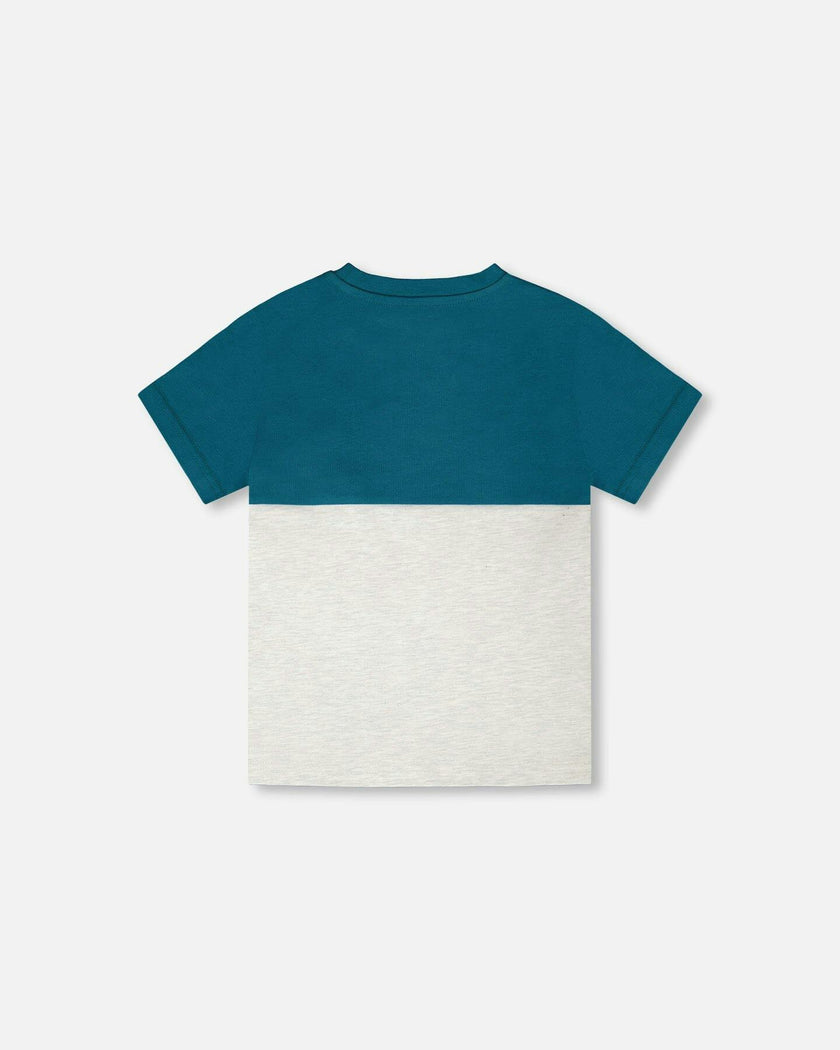 Organic Cotton Colorblock Jersey T-Shirt With Chest Pocket