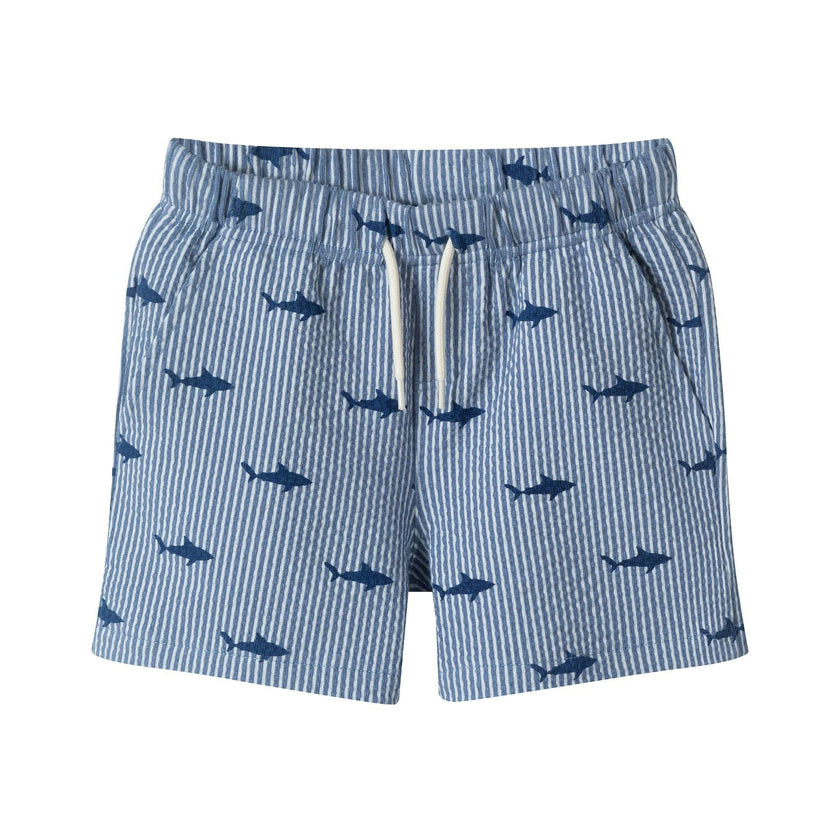 Boys Short Sleeve Cabana Set | Navy Stripe Shark