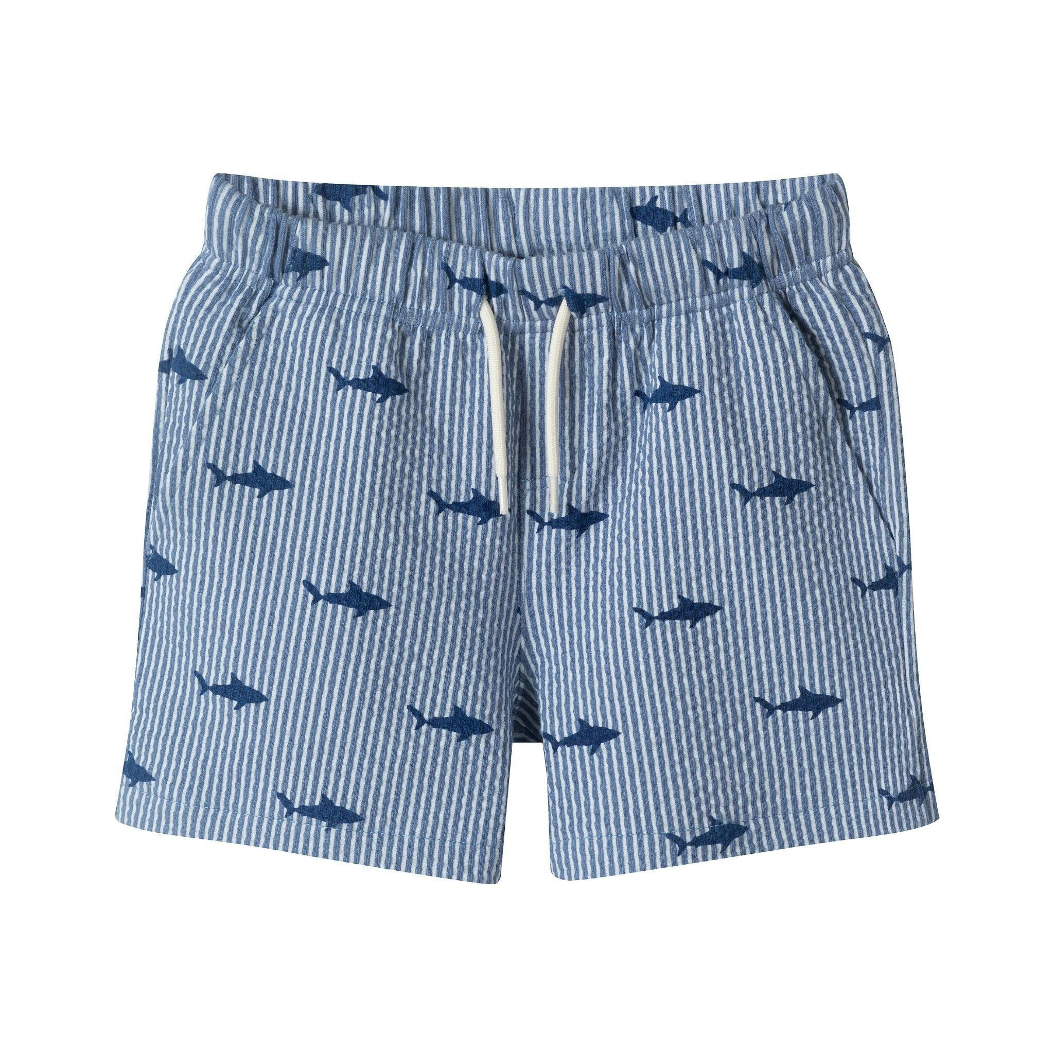 Boys Short Sleeve Cabana Set | Navy Stripe Shark