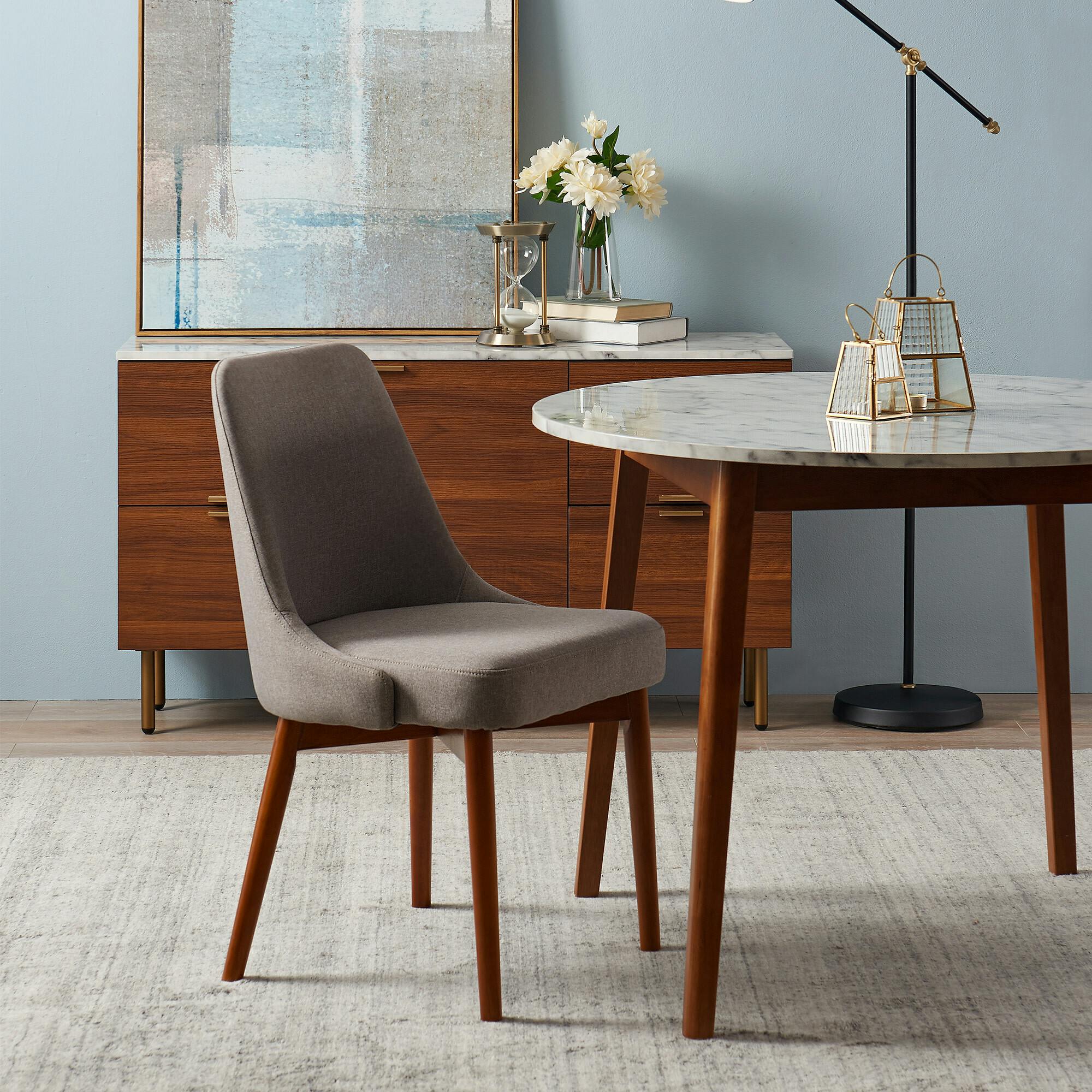 Ashton Wooden Round Dining Table with Faux Marble Top