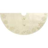 72" Handmade Christmas Tree Skirt in Felt - Tacked Snowflakes on Cream