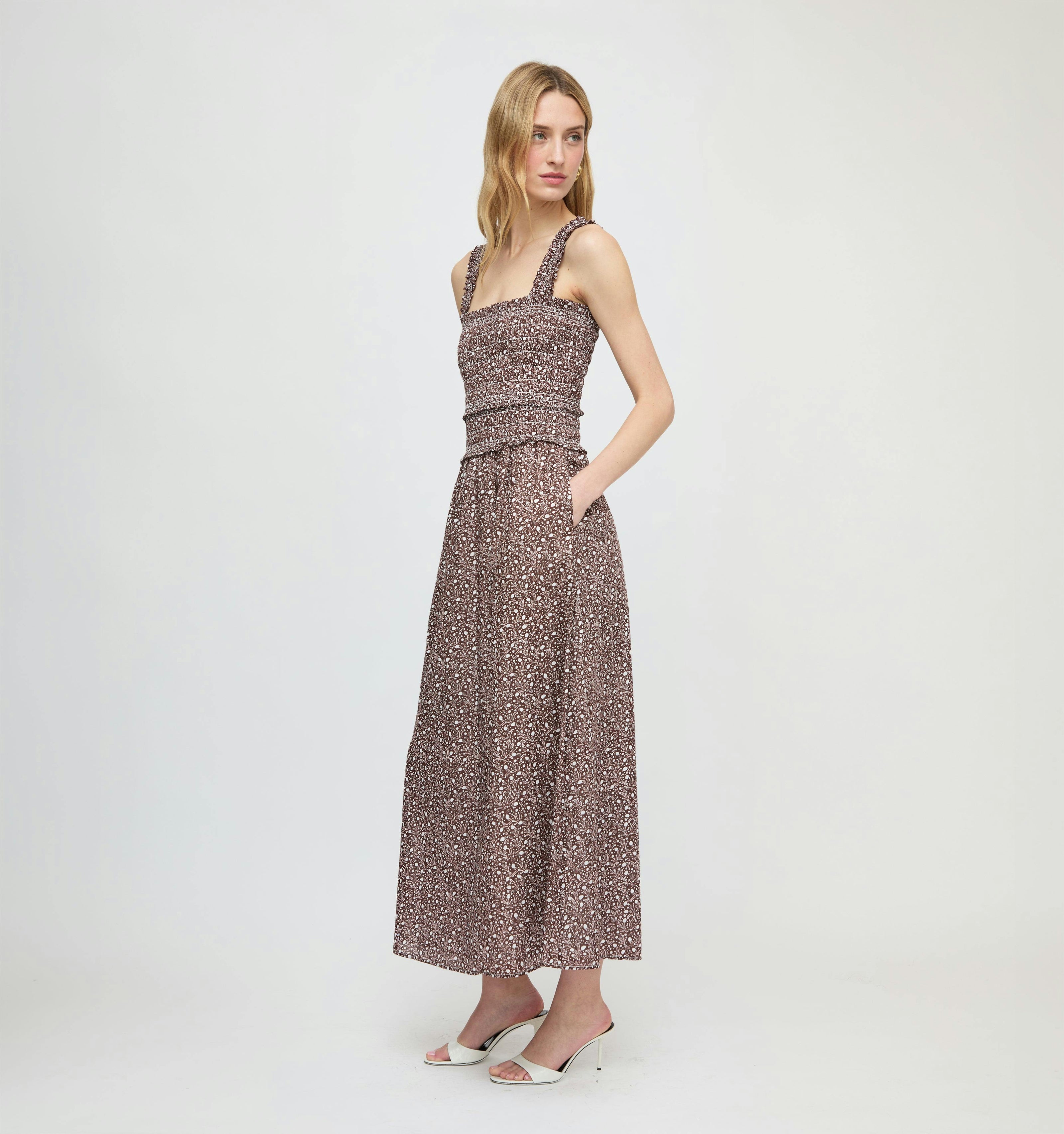 The Azalea Maxi Nap Dress - Chocolate Ditsy Thistle