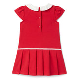 The Pleated Ponte Dress, red