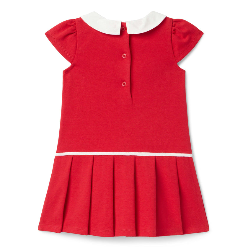 The Pleated Ponte Dress, red