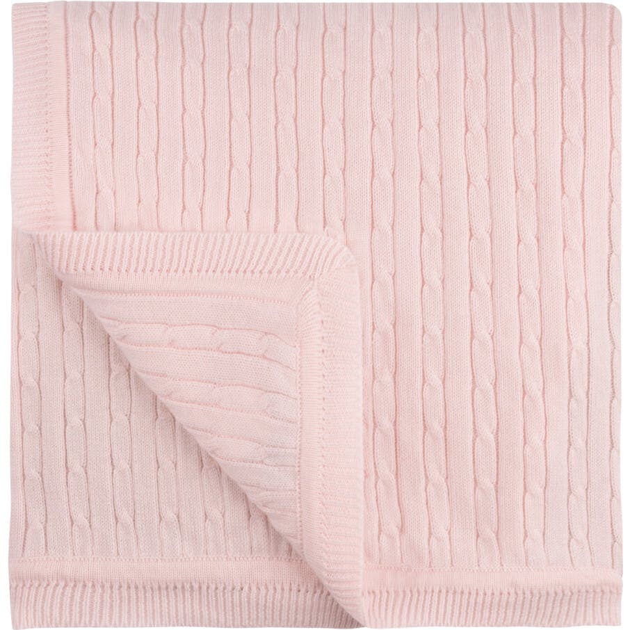 Cable Knit Blanket Pink
