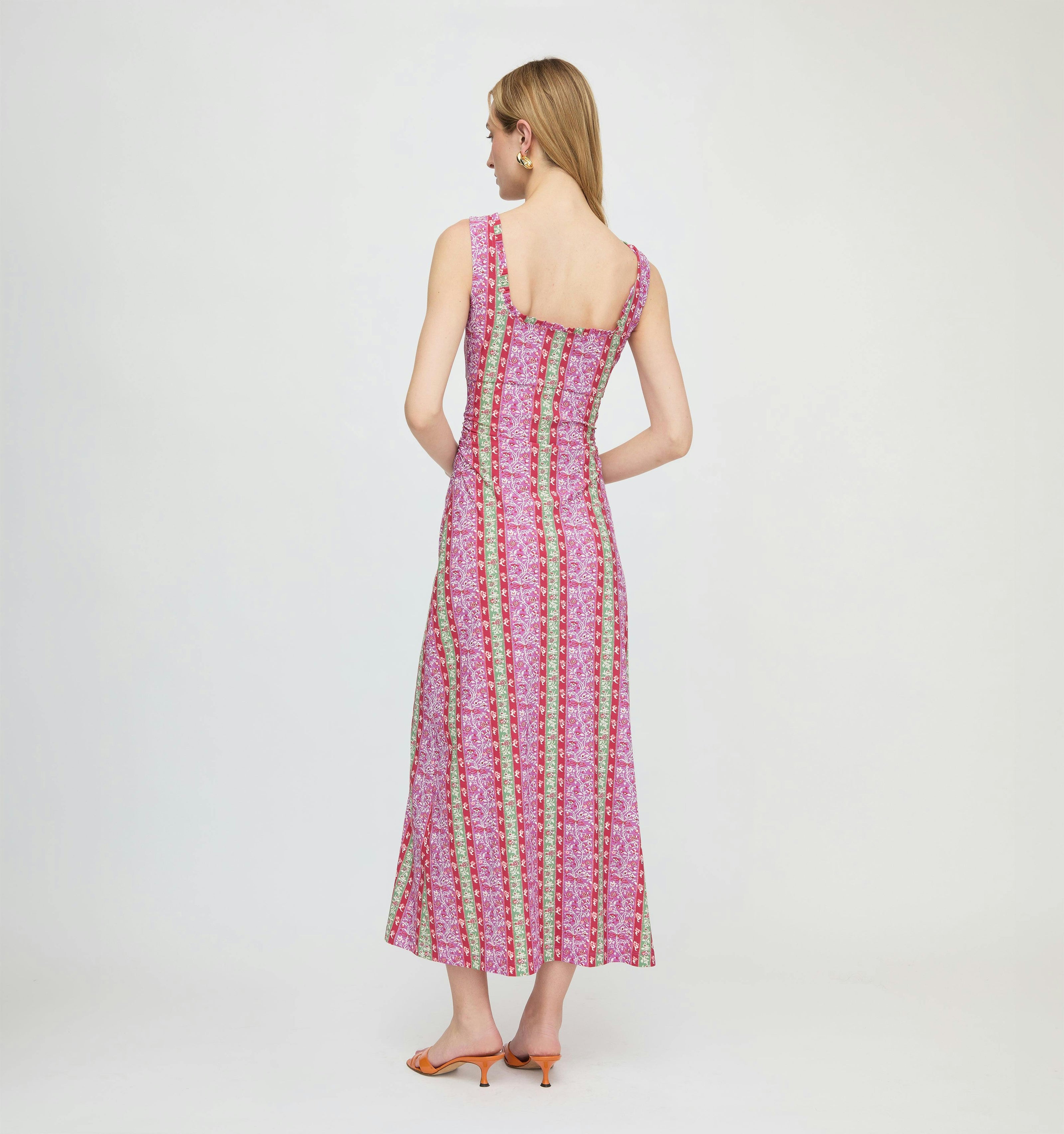 The Coraline Dress - Sunset Etched Floral Stripe