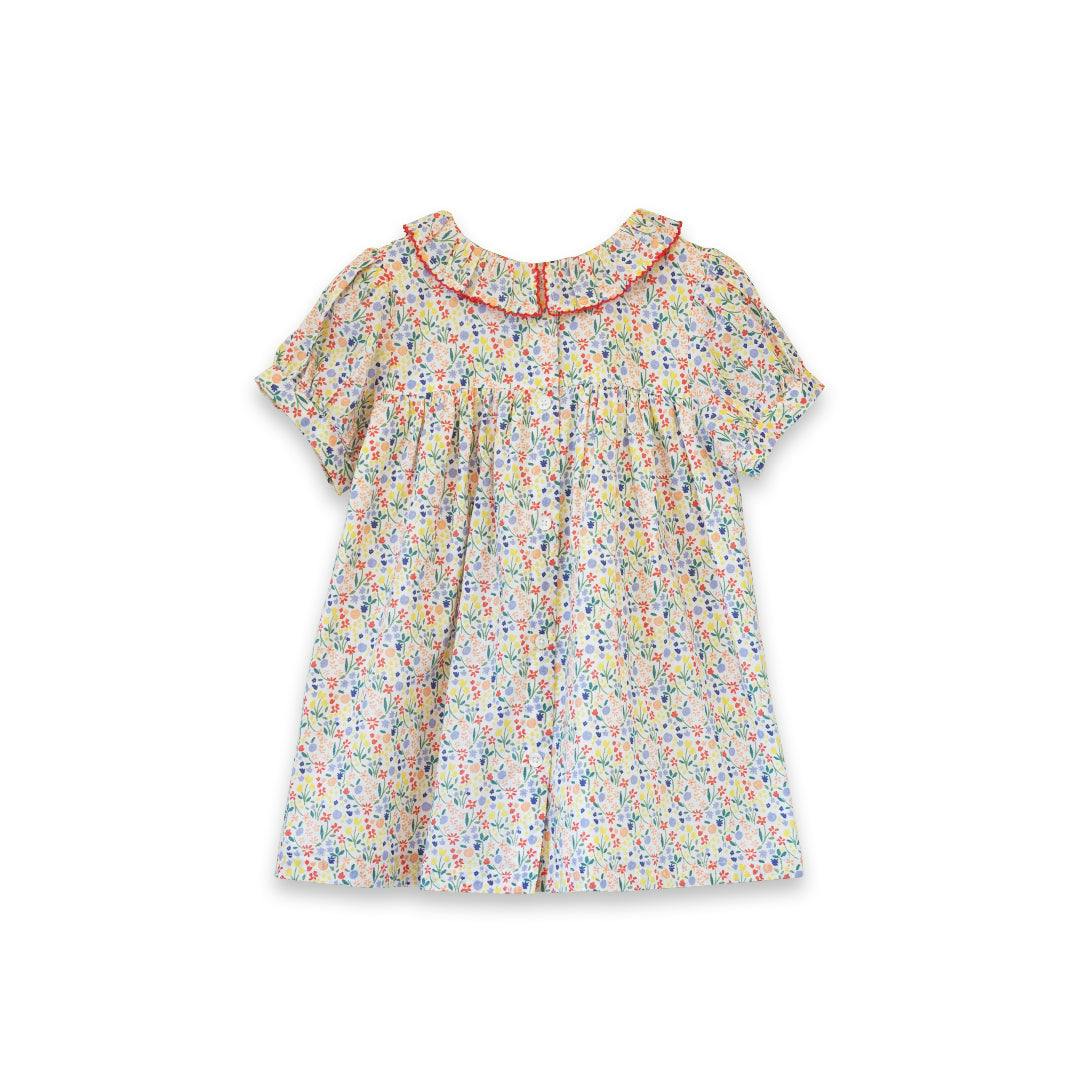 Toddler Emily dress with Lace trim | Yellow Petal Confetti