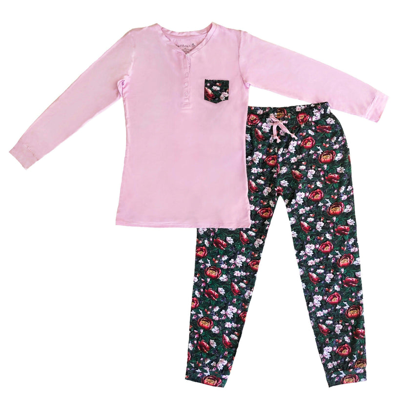 Valerie Women's Floral Long Sleeve Bamboo Loungewear Set in Lavender