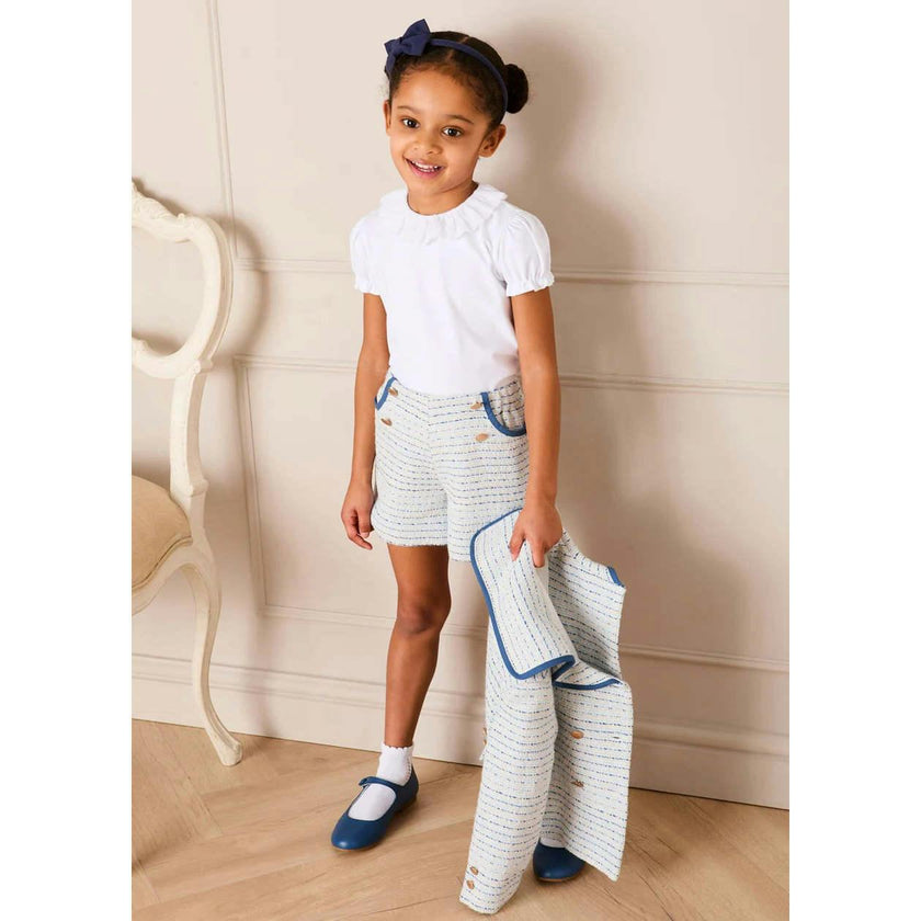 Brighton Boucle Tweed Gold Button Shorts in Blue (4-12yrs)