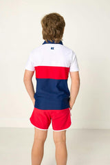 red retro super short with white piping