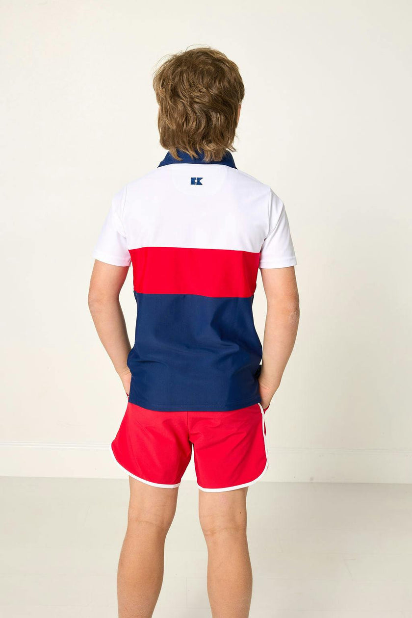red retro super short with white piping