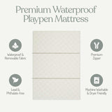 Sleepah Pack and Play Mattress Waterproof & Washable Cover Foldable Tri-Fold Pad 38 x 26 x 1.5 Pad for Babies and Toddlers with Cary Bag