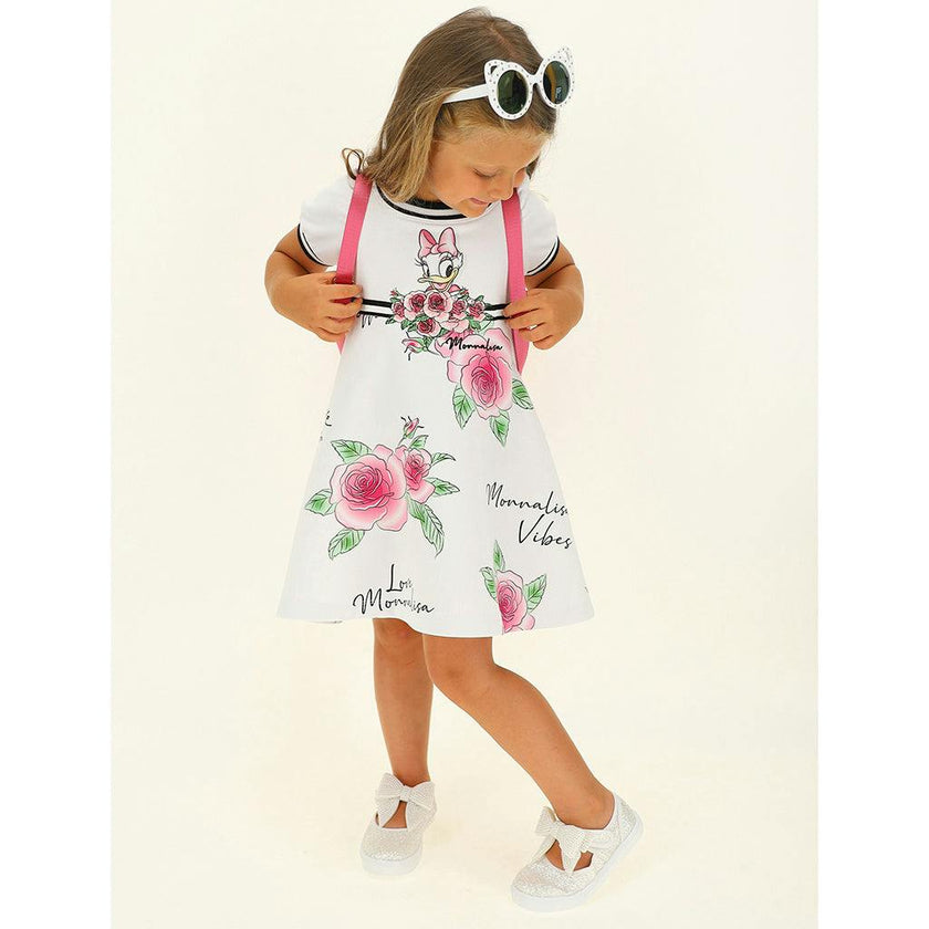 White Daisy Duck Poplin Dress