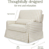 Crawford Pillowback Chair and a Half Comfort Swivel Glider in Tan Gingham