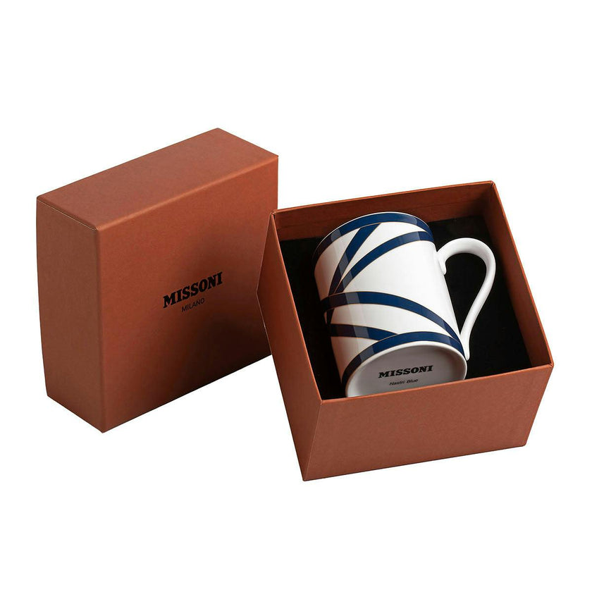 Mug Cup NASTRI in Luxury Box Blue diam. 3", H 3.9", cap. 12.5 oz