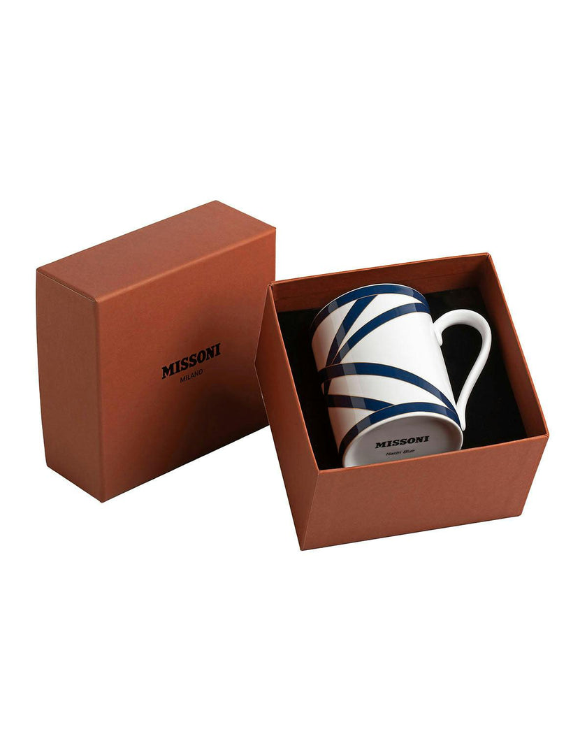 Mug Cup NASTRI in Luxury Box Blue diam. 3", H 3.9", cap. 12.5 oz