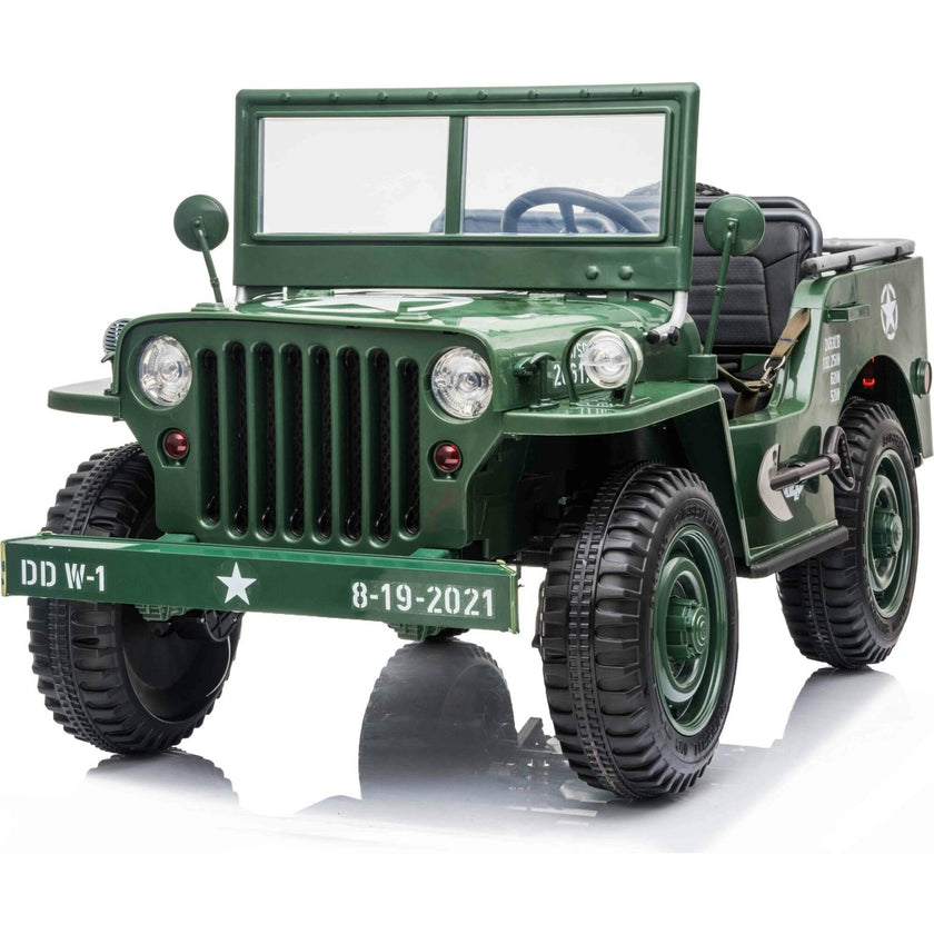 Military Willys 24V 3-Seater 4x4 Kids Ride-On Truck