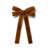 Halo Luxe Opaline Velvet Scalloped Long Tail Clip - Brown