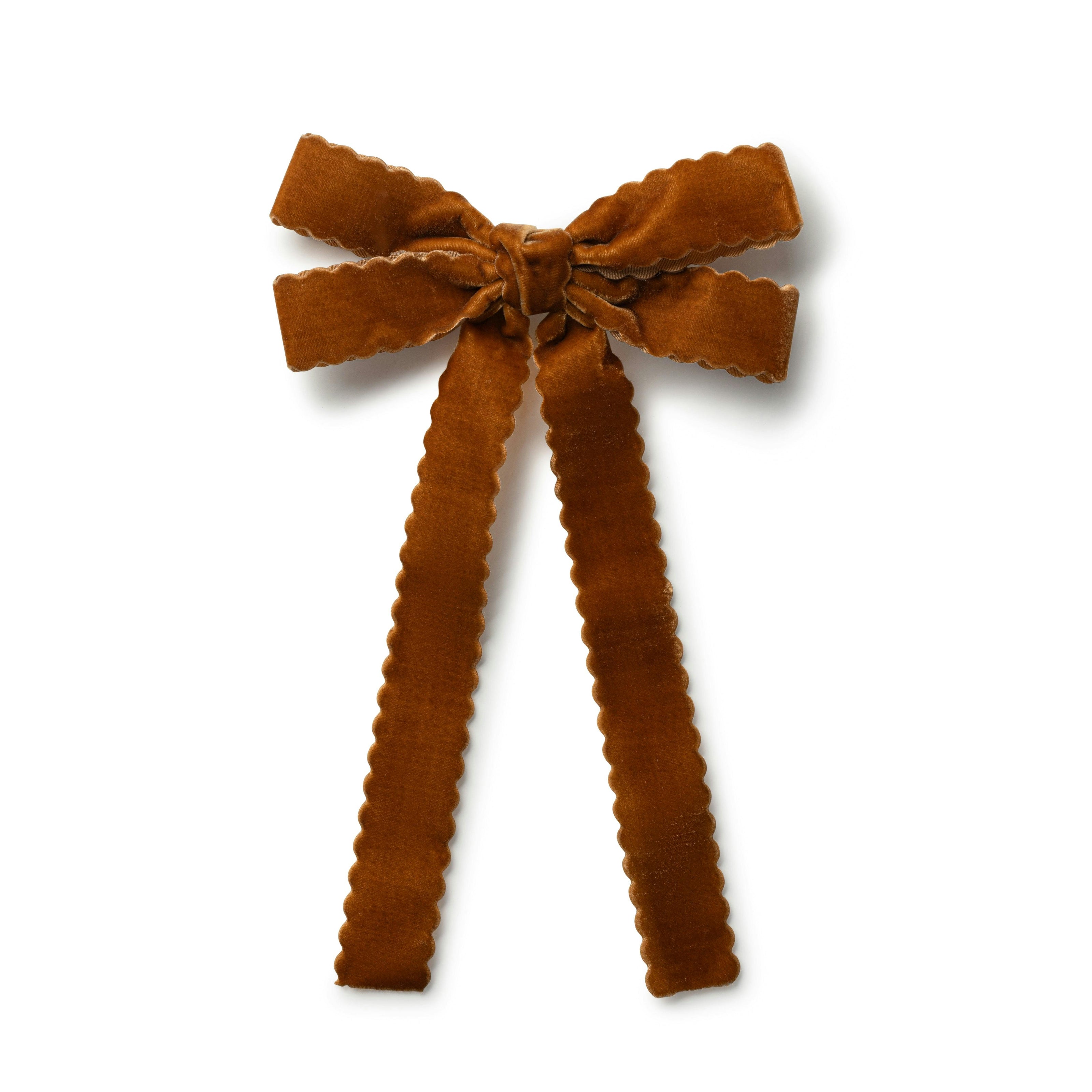 Halo Luxe Opaline Velvet Scalloped Long Tail Clip - Brown