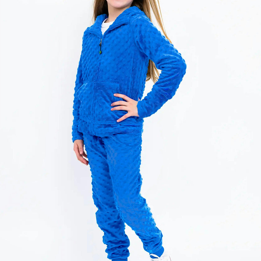 Minky Bubble Zip Hoodie - Blue