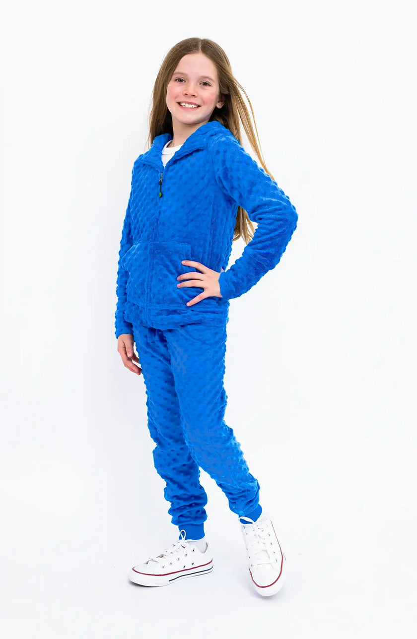 Minky Bubble Zip Hoodie - Blue