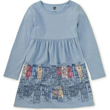 Istanbul Skyline Skirted Dress, Blue