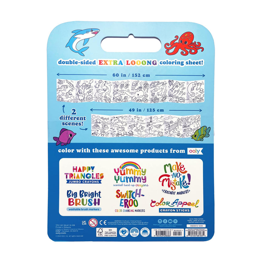 Color-A-Looong 5' Fold Out Kids Coloring Book - Ocean Adventure