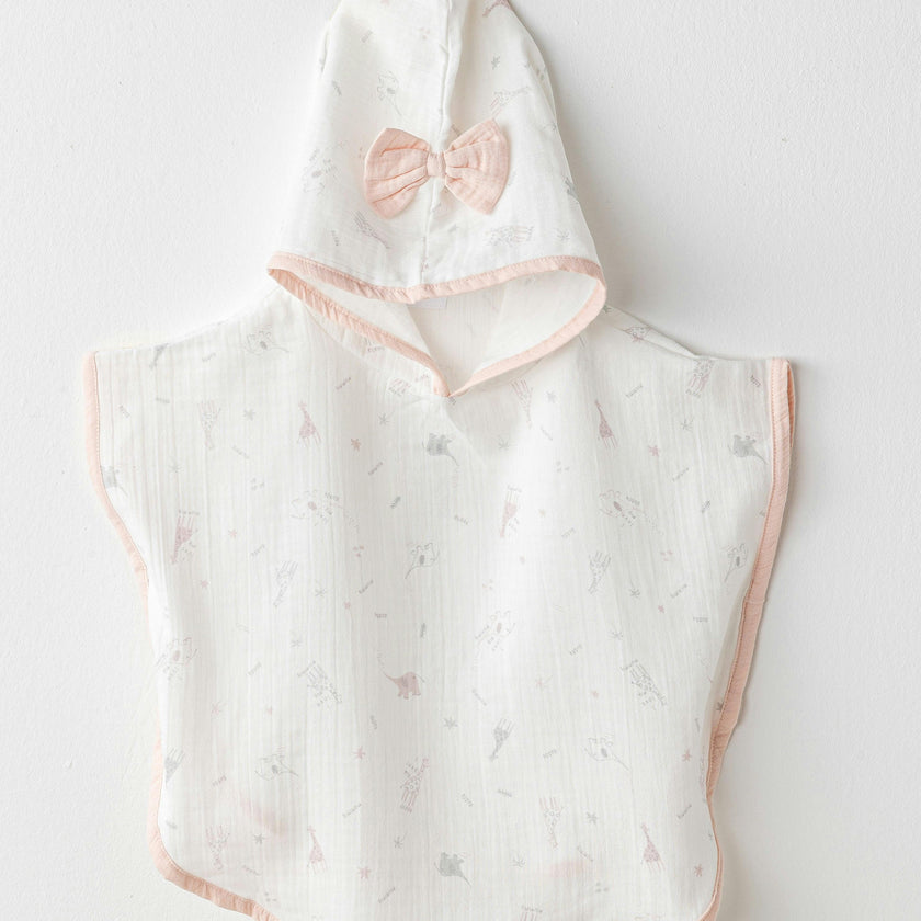 Ecru Love Family Muslin Bow Pancho